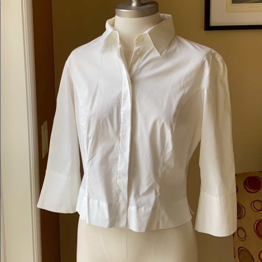 Martina - White fitted blouse 3/4 sleeves